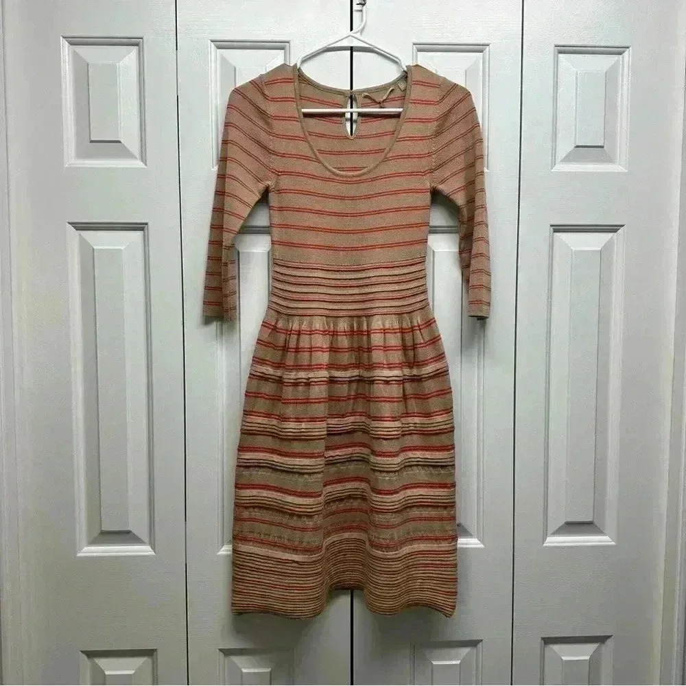 Anthropology Knitted & Knotted Wool Blend Sweater Mini‎ Dress Striped. Size XS